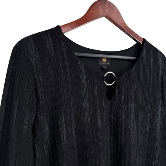 JM Collection Plus Size 2X XXL Black Metallic Blouse Shirt Top Formal Dinner - Picture 3 of 7